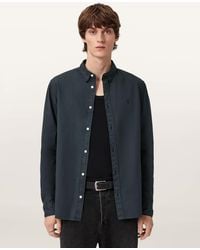 AllSaints - Hawthorne Ramskull Stretch Fit Shirt,, Ashy - Lyst