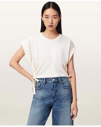 AllSaints - Mira Cropped Satin Drawcord T-Shirt - Lyst