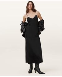 AllSaints - Bryony V-Neck Midi Slip Dress - Lyst