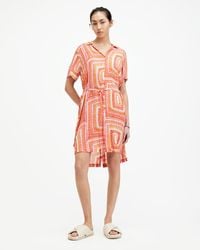 AllSaints - Athea Luisa Print Mini Shirt Dress, - Lyst