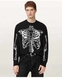 AllSaints - Skelli Crew Neck Wool Sweater - Lyst