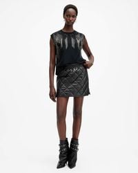 AllSaints - Ottie Quilted Leather Mini Skirt - Lyst