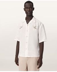 AllSaints - Avia Short Sleeve Embroidered Linen Shirt - Lyst