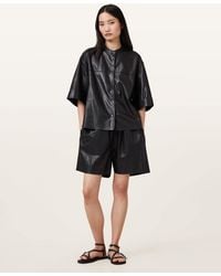 AllSaints - Arla Lea Leather Shorts - Lyst
