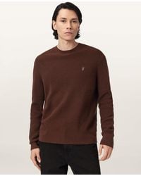 AllSaints - Aspen Waffle Crew Neck Jumper - Lyst