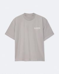 AllSaints - Underground Oversized Crew Neck T-Shirt,, Grvstone Marl - Lyst