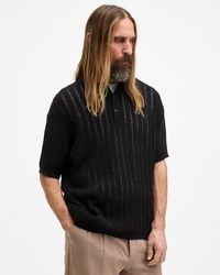 AllSaints - Miller Open Stitch Relaxed Fit Polo Shirt - Lyst