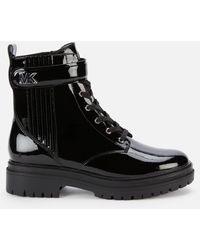 MICHAEL Michael Kors Stark Patent Leather Lace Up Boots - Black