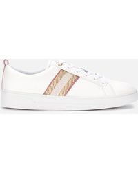 Ted Baker Astrina Leather Frill Low Top Trainers in White | Lyst