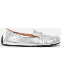 COACH - Ronnie Silver Metallic Leather Loafers - Lyst