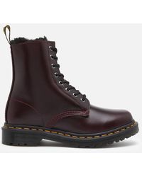 Dr. Martens 1460 Serena Fur Lined Leather 8-eye Boots - Red