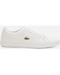 lacoste mens white leather shoes