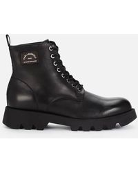Karl Lagerfeld Terra Firma Leather Lace Up Boots - Black