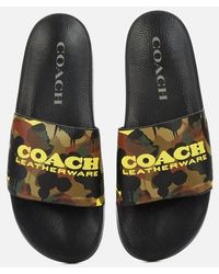 COACH Camo Print Pool Slide Sandals - Black