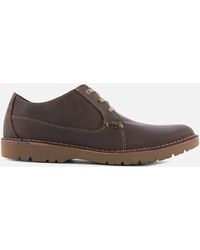 Clarks Vargo Plain Leather Derby Shoes - Brown