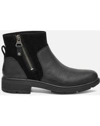 UGG Harrison Zip Waterproof Leather Ankle Boots - Black