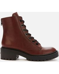 KENZO Pike Leather Lace-up Boots - Brown