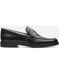Clarks Un Aldric Step Leather Loafers - Black