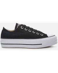 Converse All Star Low Platform Sneakers Lift Ox Chunky Shoes - Black