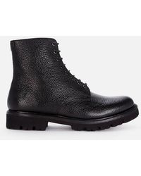 Grenson Hadley Grained Leather Lace Up Boots - Black