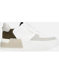 Steve Madden Park Faux Leather And Suede Flatform Trainers - White