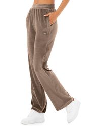 Alo Yoga Velour High-waist Glimmer Wide Leg Pants - Brown