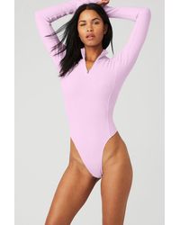 Alo Yoga Alo Yoga Rise-up Long Sleeve Bodysuit Top - Pink