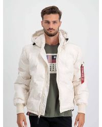 Alpha Industries - Hooded Logo Puffer - Lyst