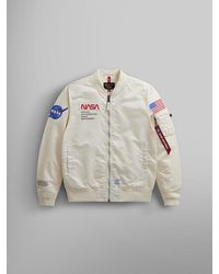Alpha Industries Nasa Ma 1 Bomber Jacket in White for Men Lyst