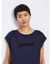 ALPHATAURI T-Shirt aus schwerem Filagen® mit Logo-Tape - Blau