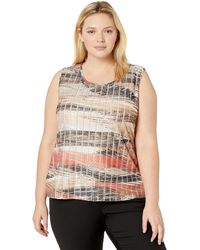 Kasper Womens Brush Stroke Topstich Ity Pleat Neck Cami