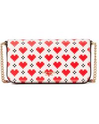 Kate Spade - Devin Pixel Hearts Embossed Saffiano Leather Flap Chain Wallet - Lyst