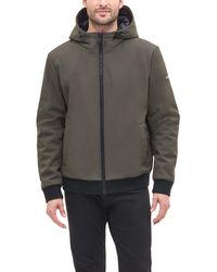 DKNY Synthetic Softshell Hooded Bomber Jacket in Olive (Green) for Men ...
