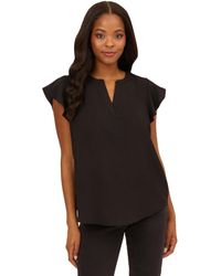 Adrianna Papell - Solid Woven Airflow Flutter Sleeve Top - Lyst