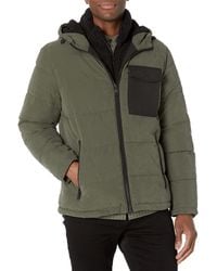 Kenneth Cole - Attached Quilted One Chest Patch Pocket Faux Sherpa Lined Hood Jacket - Lyst