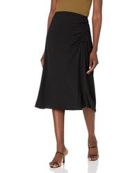 DKNY - High Rise Waist Pull On Pleated Midi Skirt - Lyst