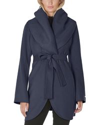 Tahari - Double Face Wool Blend Wrap Coat With Oversized Collar - Lyst