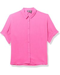DKNY - Size Plus Garment Dye Classic Roll Tab Sleeve Button Front Shirt - Lyst