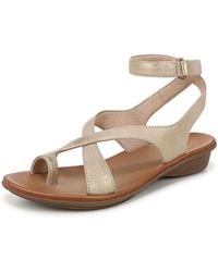 Naturalizer - Soul S Sivan Strappy Ankle Strap Flat Sandal Gold Metallic 10 W - Lyst