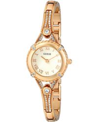 Guess - Petite Vintage Inspired Gold-tone Crystal Bracelet Watch With Self-adjustable Links. Color: Gold-tone - Lyst