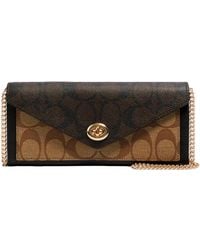 COACH - Signature Blocking Envelope Wallet W Chain And Turnlock - Lyst