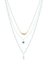 Lucky Brand Turquoise Beaded Layer Necklace - Metallic