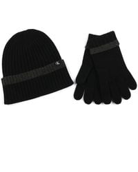 Calvin Klein - Bold Tipping Rib Cuff Hat And Glove Set - Lyst