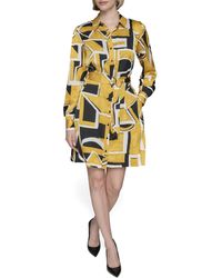 Karl Lagerfeld - Paris Button Front Silky Crepe Abstract Printed Satin Shirt Dress - Lyst