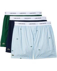 Lacoste - 100% Cotton White Belt Boxers 3-pack Blue W/white/green/navy Blue Large - Lyst