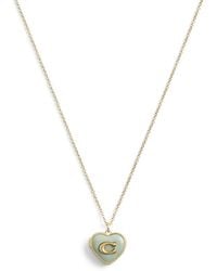COACH - Signature Heart Locket Pendant Necklace - Lyst