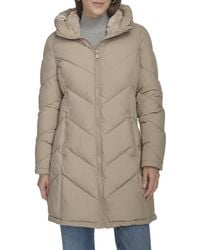 Calvin Klein - Long Puffer Coat With Faux Fur Hood Lining – Quilted Winter Jacket With Diagonal Stitching & Zip - Lyst