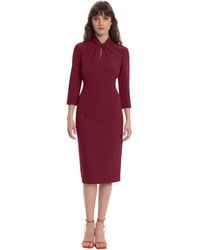 Donna Morgan - Dresses Stretch Crepe 3/4 Sleeve Twisted Neckline Sheath Dress - Lyst