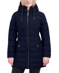 Nautica - 3/4 Stretch Puffer Jacket With Fur Hood And Half Back - Lyst