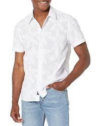 Guess - Short Sleeve Floral Embrded Twill Shirt - Lyst